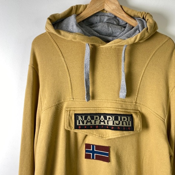 Napapijri Burgee Hoodie Front Pocket Yellow XL - Picture 3 of 9